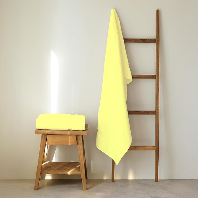 SALBAKOS 100% Turkish Cotton Extra Large Bath Sheet Set of 2 35x70 inch | Heirloom Quality | Hotel & Spa Collection | Soft, Absorbent Oversize Bath Towels | Made in Turkey (Yellow, 2 Bath Sheets)