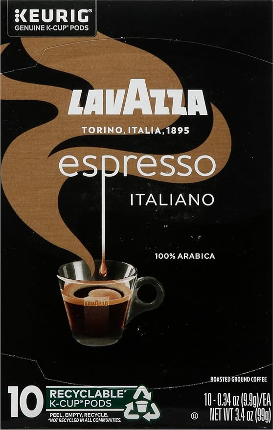 Lavazza, 100% Arabica Espresso Italiano Coffee K-Cup Pods, 0.34 Ounce, 10 Count