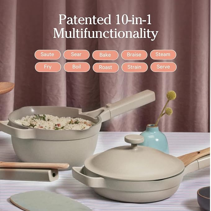 Our Place Mini Home Cook Duo - 8.5" Always Pan & Small Perfect Pot Bundle | Multi-Functional Cookware Set Replaces 18 Pieces | Blue Salt