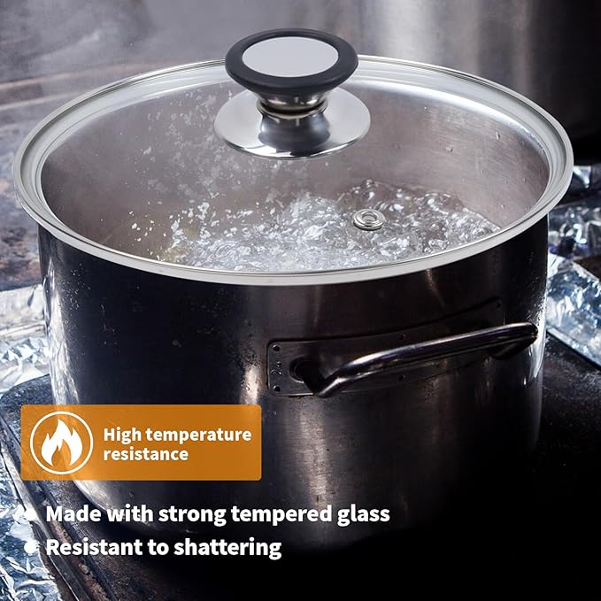 9" Tempered Glass Pan Lid with Steam Vent, Thickened to 4mm and Dishwasher Safe and Oven up to 480℉, Universal Lid Fit for Cast Iron Skillets, Frying Saute Pan, Cooking Pot