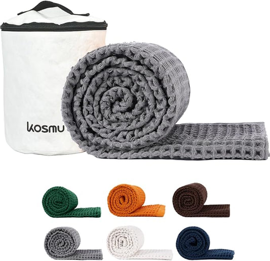 Luxury Organic Japanese Cotton Waffle Bath Towel | Thick, Absorbent, Quick Dry Bathroom Towels for Shower, Sauna, Onsen| Hotel & Spa Quality, Gift-Ready (Smoke Grey, Bath Towel (55" x 34"))