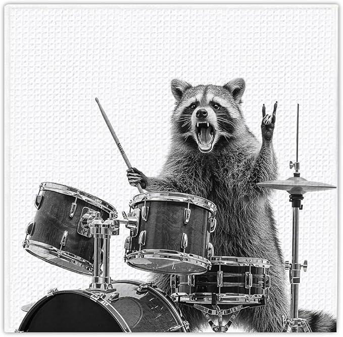 13x13 Cute Raccoon Kitchen Towels 1 PCS, Funny Racoon Gifts for Women, Raccoon Decor Hand Towels for Bathroom, Cute Animal, Women, Pet Owners Housewarming-05