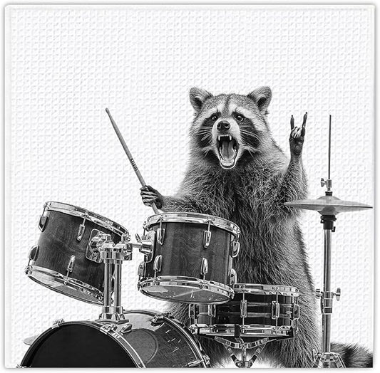 13x13 Cute Raccoon Kitchen Towels 1 PCS, Funny Racoon Gifts for Women, Raccoon Decor Hand Towels for Bathroom, Cute Animal, Women, Pet Owners Housewarming-05