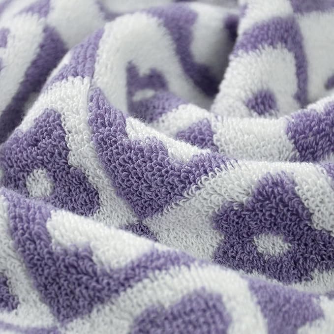 Jacquotha Cotton Hand Towels Lilac Checkered Floral - Quick Drying Hand Towel Set of 4, for Women Girls Bathroom Decor, 29” x 13”