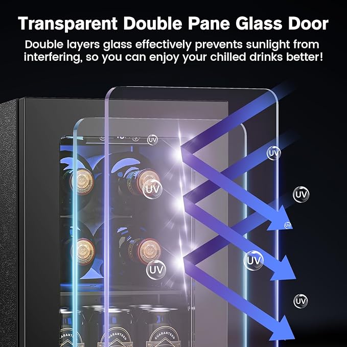 Wine Fridge Freestanding Counter-top, 24 Cans Wine Cellar Drink Cooler for Soda, Canned Beer, Adjustable Digital Temperature Control for Home Dorm Office, Black