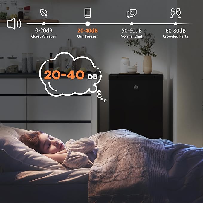 HOMCOM Mini Freezer Countertop, 3 Cu.Ft Compact Upright Freezer with Removable Shelves, Reversible Door for Home, Dorm, Apartment and Office, Black