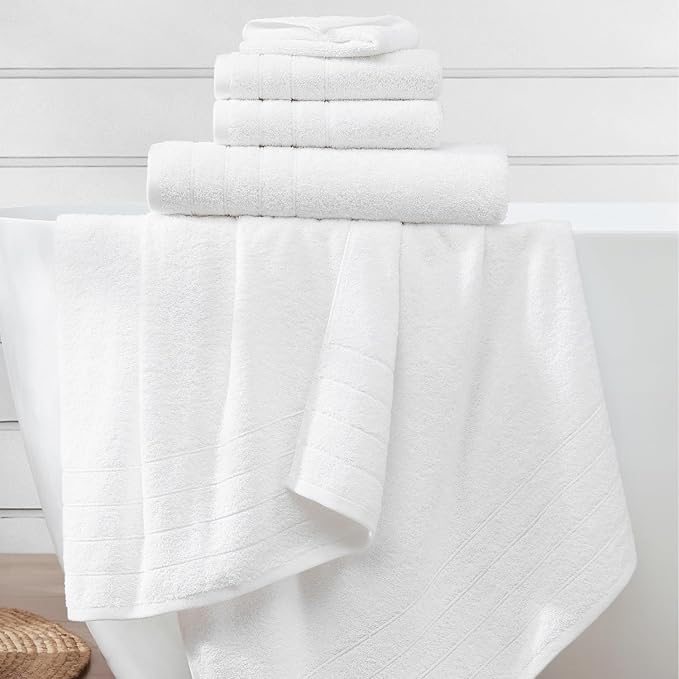 Casa Platino 100% Cotton Luxury Bathroom Towel Set - 12 Pcs - Super Soft, Fluffy & Highly Absorbent - 4 Large Bath Towels, 4 Washcloths, 4 Hand Towels - Complete Family Pack - White Bath Towel Set
