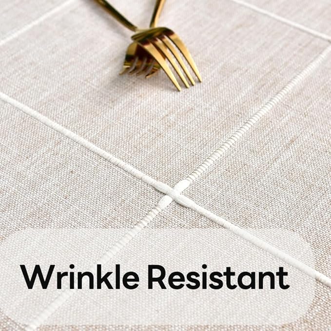 Heavy Duty Cotton Table Cloth for Rectangle Table Rectangular Farmhouse Vintage Tablecloth Washable Rustic Table Cover (Linen, 52''x120'')