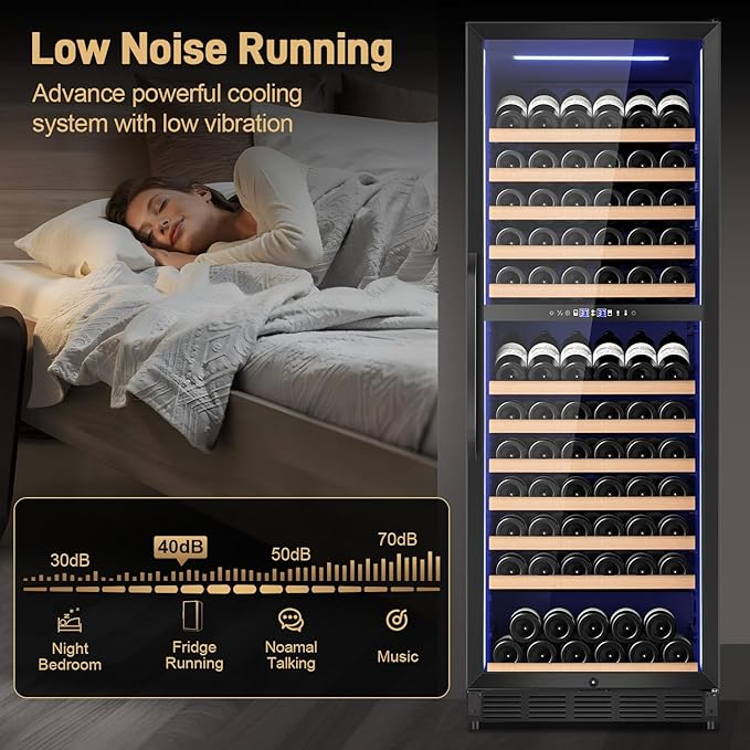 24" Inch Dual-Zone Wine Fridge, Freestanding/Built-in Wine Cooler Refeigerator, Large Capacity Tall Wine Cellar For Wine Collection, Wine Chiller with Safety Lock, Low Noise and Fast Cooling