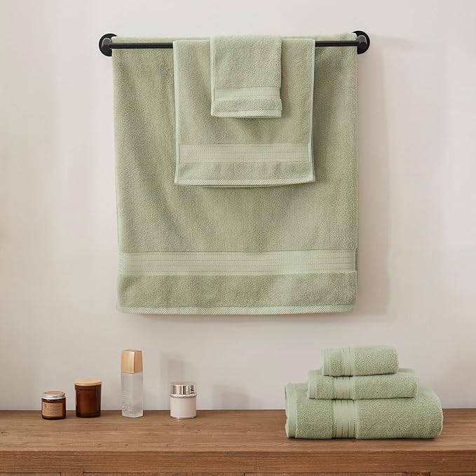 COZYART Sage Green Hand Towels for Bathroom 4 Pcs, 13x30 Cotton Guest Hands Towel Set Super Soft Absorbent Durable 650 GSM for Daily Use