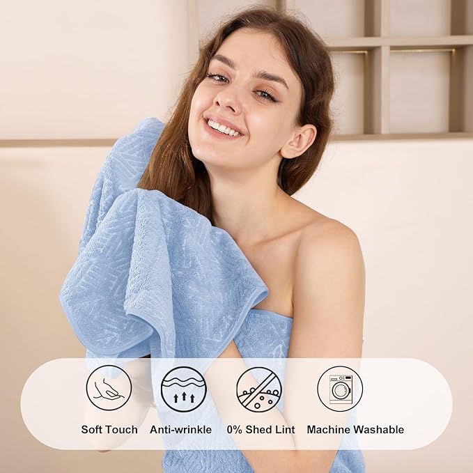 Bathroom Towel Set,35x70 Inch Bath Sheets Towels for Adults,Jumbo Bath Towels Extra Large Quick Dry Towel Super Soft Absorbent Oversized Towels Microfiber Shower Towels Bathroom Spa (4 Pcs Blue)