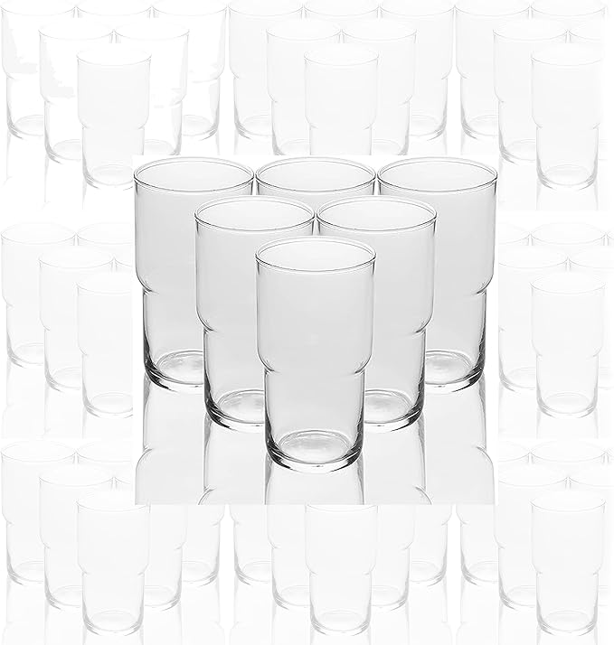 LEMONSODA Stackable Iced Coffee Glasses Set of 6, 48-15 and 21oz Drinking Glasses for Lattes, Tea, Coffee, and Water (21oz, Set of 48)(2095)