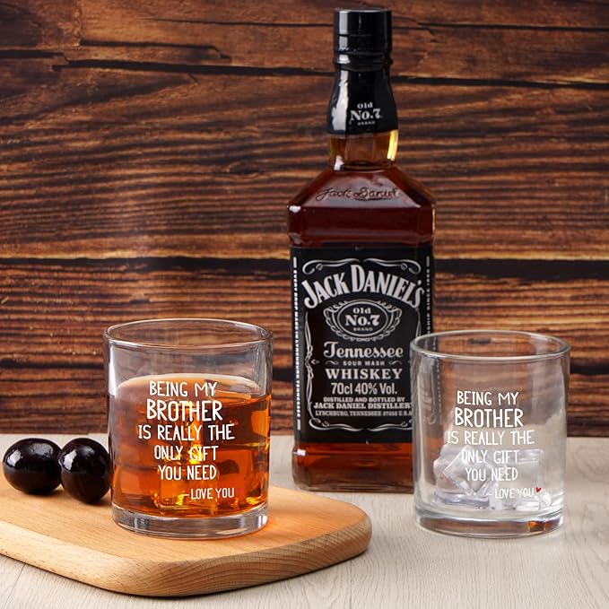 Futtumy Being My Brother Is Really The Only Gift You Need -Love You Whiskey Glass, Gifts for Brother, Brother Gifts from Sister Brother In Law, Brother Christmas Gifts, White Elephant Gifts