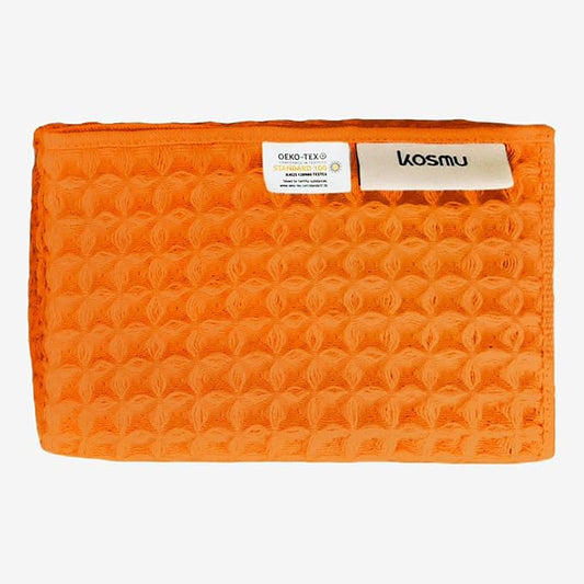 Luxury Organic Japanese Cotton Waffle Bath Towel | Thick, Absorbent, Quick Dry Bathroom Towels for Shower, Sauna, Onsen| Hotel & Spa Quality, Gift-Ready (Coral Orange, Face Towel, 16" x 16")