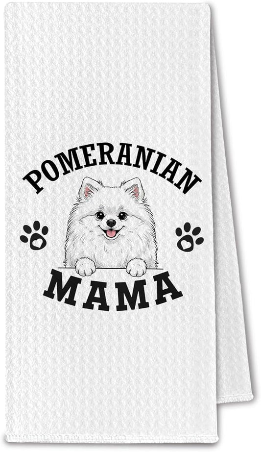 Pomeranian Kitchen Towels, Dog Mama Pomeranian Gifts for Women & Dogs Moms, Dog Lover Gifts Decorative Hand Towels for Bathroom, 16x24 Inch