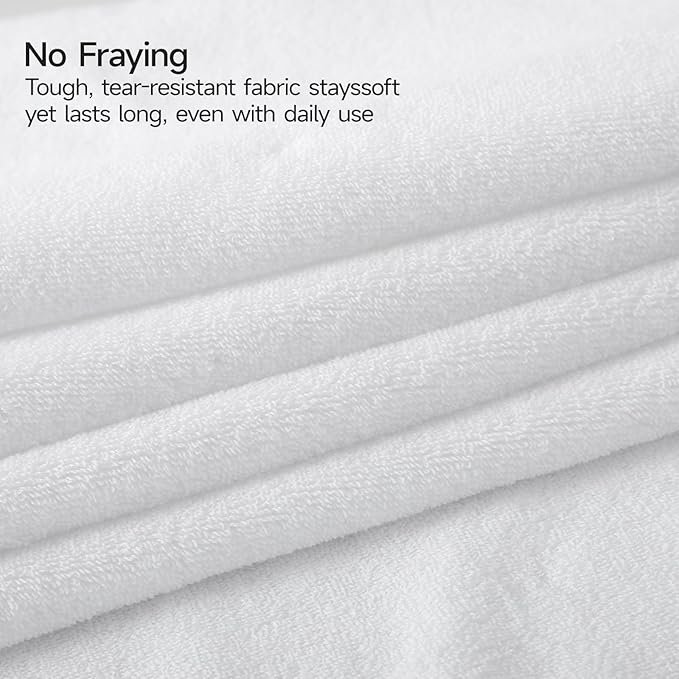 REDKISS Luxury Washcloths for Showering, 13x13 inch, 100% Cotton Premium Wash Cloths Set of 6, Super Soft and Highly Absorbent Face Towels for Bathroom, Spa, Gym and Hotel, White