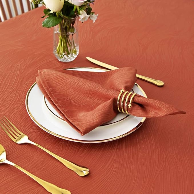 maxmill Jacquard Cloth Napkins 20 x 20 Inch Swirl Pattern Soft Comfortable and Luxury Serviette for Restaurant Family Dinners Weddings Parties and Banquets Set of 4 Pieces Rust