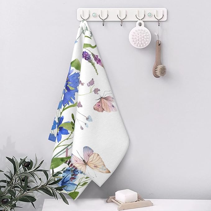 Hand Towels Set of 2 Wildflowers and Butterfly Towels for Bathroom Soft Absorbent Decorative Hand Bath Towels Dish Towels for Kitchen Sports Gym Yoga Home Decor 14 x 28 in
