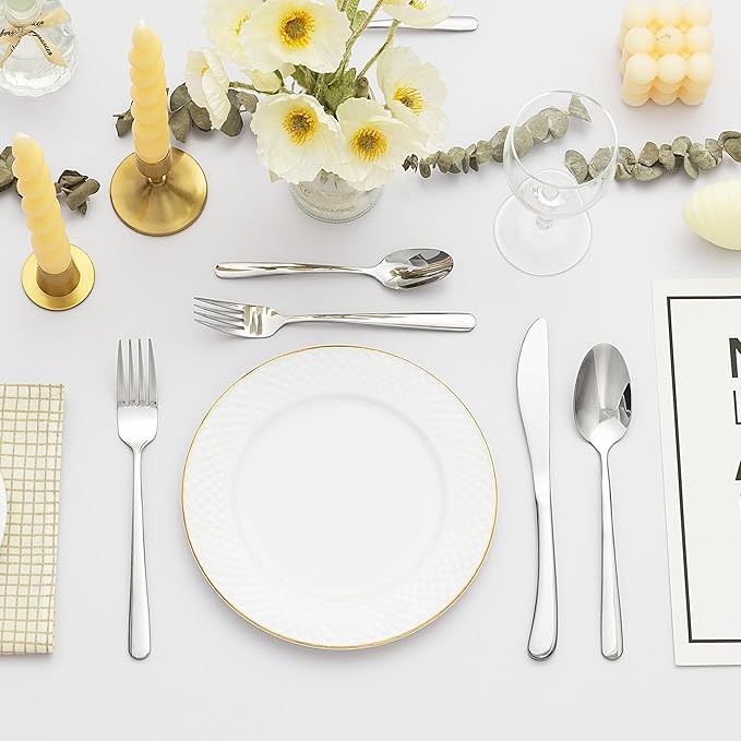 20-Piece Everyday Flatware Set for 4 People - Premium 18/10 Stainless Steel,Durable Metal 304 Feeding, Forged Mirror Satin Finish, Dishwasher Safe Cutlery