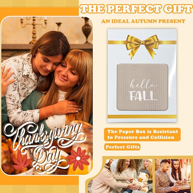 Hello Fall Kitchen Towels,16x23.5 Inch Microfiber Waffle Weave Halloween Kitchen Towels, Autumn Thanksgiving Decor, Seasonal Fall Decorations for Bathroom-C06