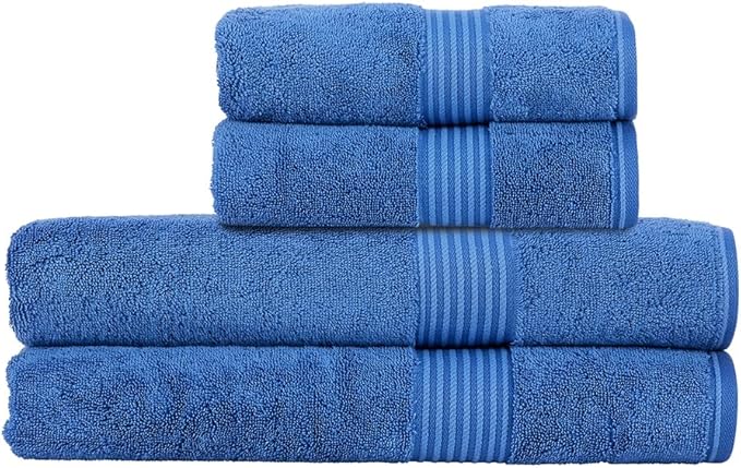 Christy Supreme Hygro 4 Piece Towel Set | Deep sea | 100% Luxury Supima Cotton | Ultra Soft | Super Absorbent | 650GSM |2 Bath Sheets 2 Hand Towels