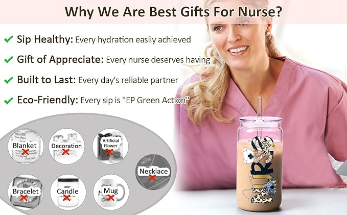 LiqCool Nurse Gifts: Women & Student Nurses, Practitioners & Graduation - 16 Oz Glass Can