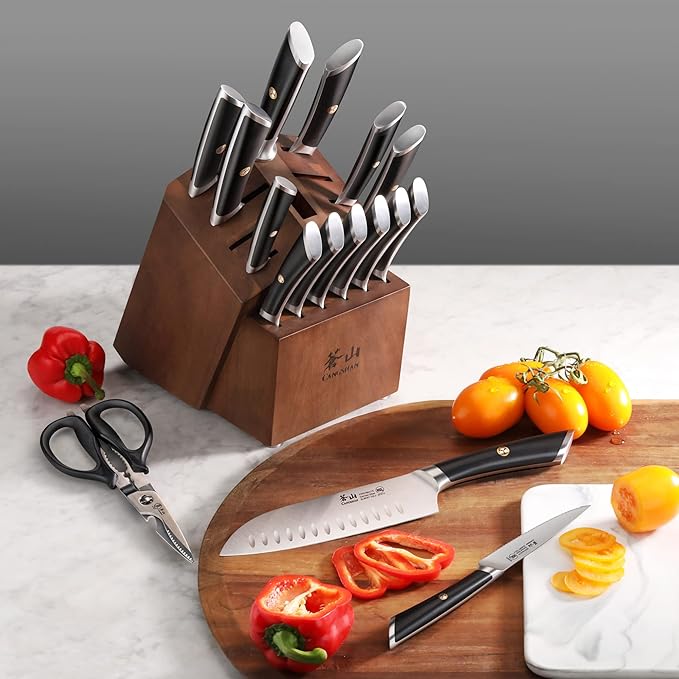 Cangshan ELBERT Series German Steel Forged Knife Block Sets (17-Piece, Black)