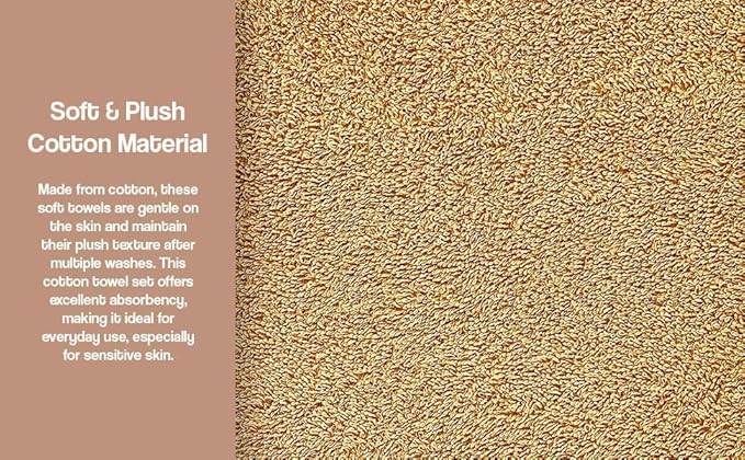 3 Piece Laced Bath Towels Set for Bathroom, Bath, Hand & Wash Cloths, Decorative Stylish Plush Cotton Washcloths - Showering, Face & Body Washing, Airbnb Essentials & Host Accessories, Gold