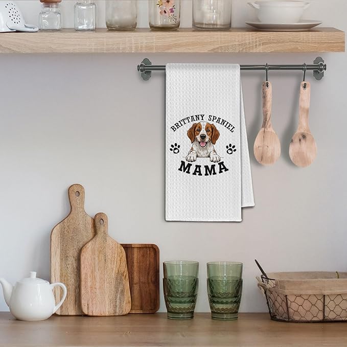 Brittany Spaniel Kitchen Towels, Dog Mama Brittany Spaniel Gifts for Women & Dogs Moms, Dog Lover Gifts Decorative Hand Towels for Bathroom, 16x24 Inch