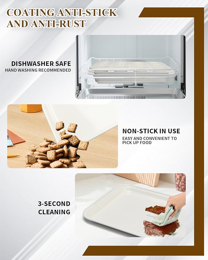 Nonstick Baking Pans Set, 19 PCS Stackable Bakeware Sets, Oven Pan Set Includes Baking Tray, Cookie Sheet, Cake Pans, Loaf Pan, Muffin Pan, Silicone Cups