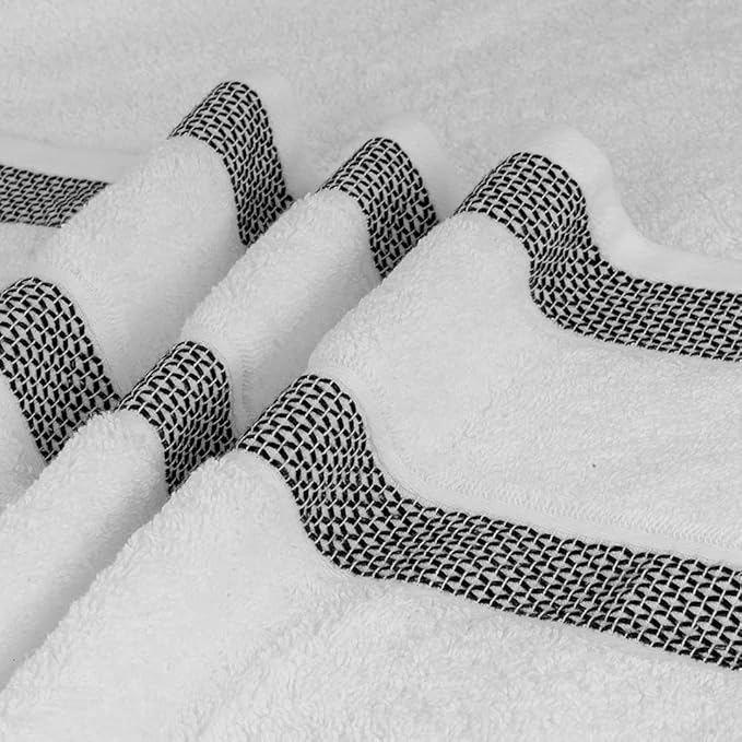 CASA COPENHAGEN Solitaire 6 Pieces Towel Set- Snow White, 600 GSM 2 Bath Towel 2 Hand Towel 2 Washcloth, Designed in Denmark Made of Soft Egyptian Cotton for Bathroom, Kitchen & Shower