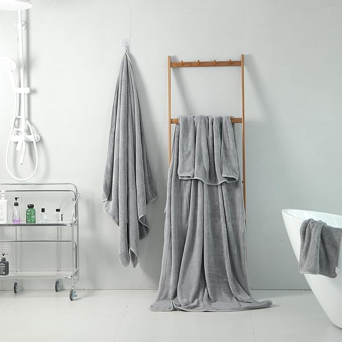 2 Pack 40"x 80" Extra Large Bath Towel Sheet Set, Oversized Bath Sheet Towels for Adults Soft Highly Absorbent Quick Dry Towels Set for Bathroom Hotel Spa Gray