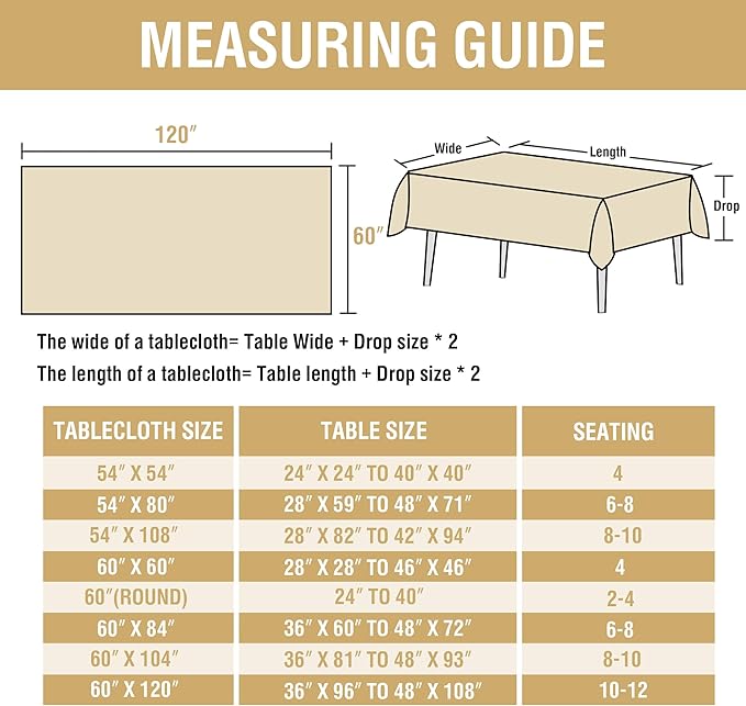 H.VERSAILTEX Linen Table Cloths Rectangle 60 x 120 Inch Premium Tablecloth Spill-Proof Waterproof Table Cover for Dining Buffet Feature Extra Soft and Thick Fabric Wrinkle Free, Natural