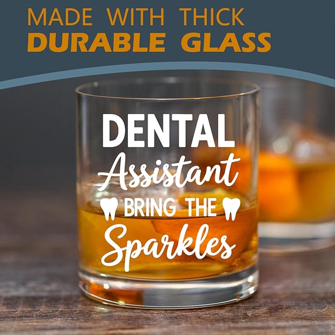 kunlisa Dental Assistant Gifts Whiskey Glasses, Dental Gifts for Women Men, Dentist Gift 10 oz Drinking Rocks Glasses for Women Men Whisky Cocktail Scotch Bourbon Liquor