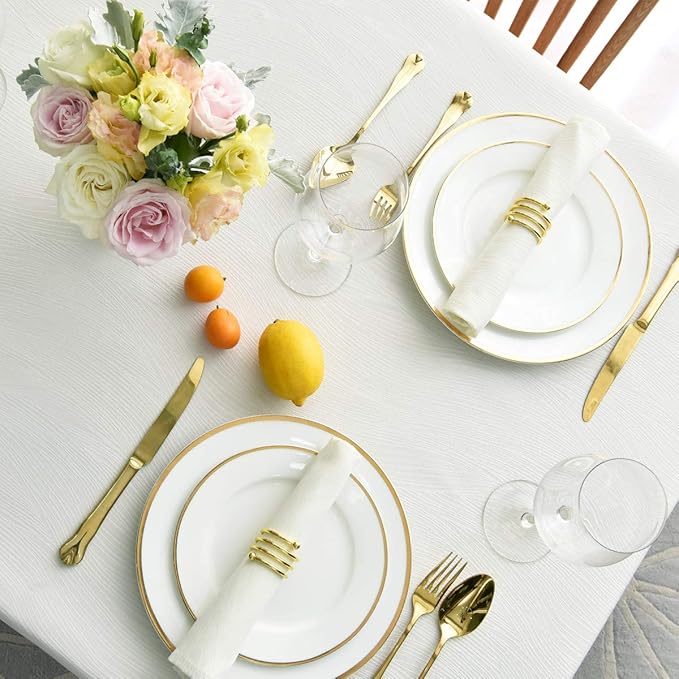 maxmill Jacquard Cloth Napkin 20 x 20 Inch Swirl Pattern Solid Washable Polyester Dinner Napkins Set of 4 with Hemmed Edges Great for Family Holiday Dinners Weddings Parties and Banquets Ivory