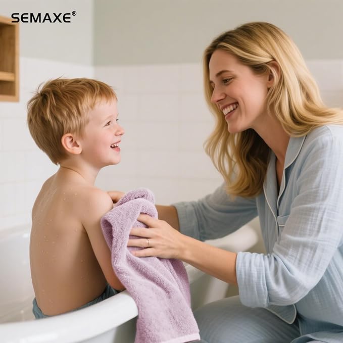 SEMAXE Purple Hand Towels for Bathroom, 100% Cotton Towels with Hanging Loops, Soft and Highly Absorbent, 4 Pack Hand Towel Set for Gym, Shower, Hotel, Spa and Kitchen