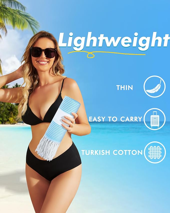 Genovega Oversized Cotton Turkish Beach Towels 74"x38" Thin Quick Dry Sand Free Pool Swim Bathing Towel Extra Large Blanket Adult Travel Essentials Accessories Must Haves Summer Vacation Purple Dot