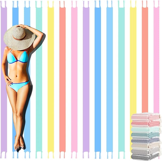 Oversized Turkish Beach Towel Blanket Cotton Giant XL Sandproof Towels Huge Linen XXL Extra Large Big Throw Quilt Blankets for Adults Cloud Travel Camping Glamping Accessories Essentials