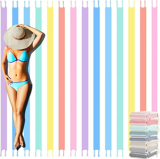 Oversized Turkish Beach Towel Blanket Cotton Giant XL Sandproof Towels Huge Linen XXL Extra Large Big Throw Quilt Blankets for Adults Cloud Travel Camping Glamping Accessories Essentials