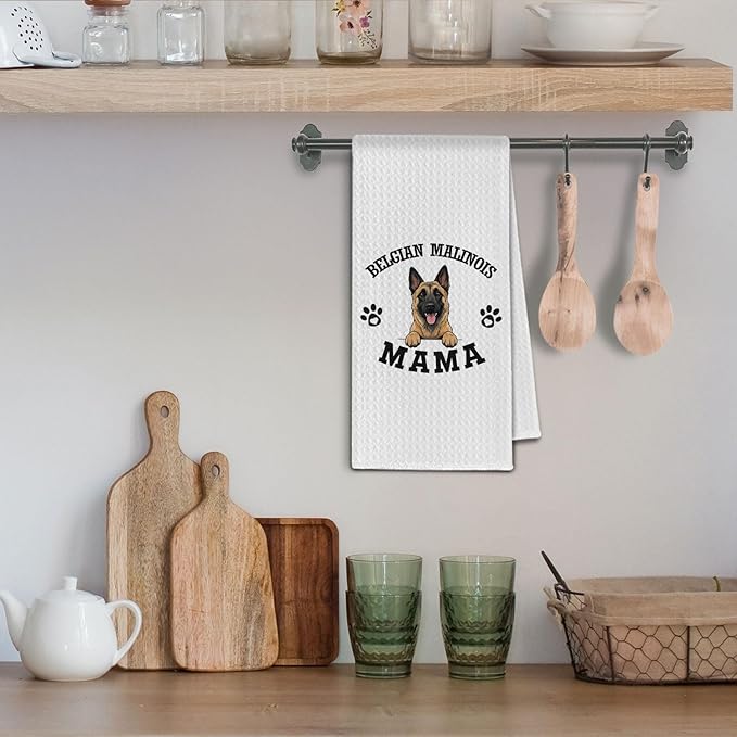 Belgian Malinois Kitchen Towels, Dog Mama Belgian Malinois Gifts for Women & Dogs Moms, Dog Lover Gifts Decorative Hand Towels for Bathroom, 16x24 Inch