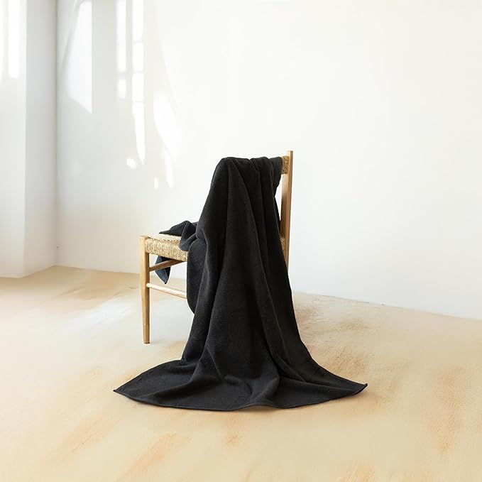 SALBAKOS 100% Turkish Cotton Jumbo Bath Sheet Towel Oversized 40x80 inch | Premium Hotel & Spa Quality, Soft, Absorbent, XL Bath Towels | Made in Turkey (Pack of 1, Black, Jumbo Bath Sheet)