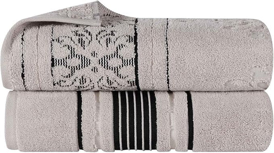 Superior Cotton Bath Sheet Set, Zero Twist, Oversized Large Absorbent Body Towels, Luxury Soft Drying, Shower, Spa, Hotel, Pool, Guest Bathroom, Home Essentials, Assorted Floral Set of 2, Platinum