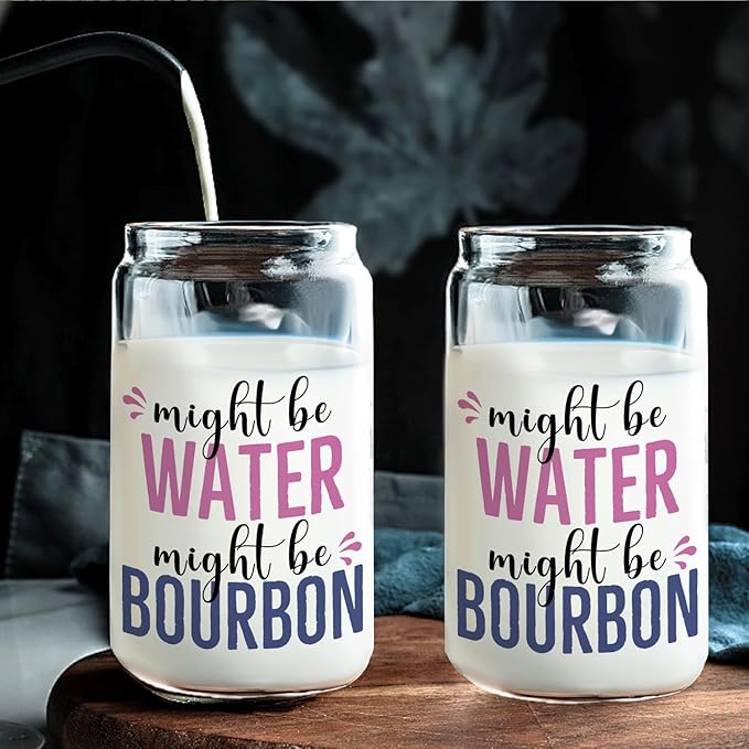 Bourbon glasses cup Gifts for Cocktail Lovers, Funny Might Be Bourbon Tumbler Gifts For Women 14oz,Tequila Lime drinking jar for Cocktail Lovers
