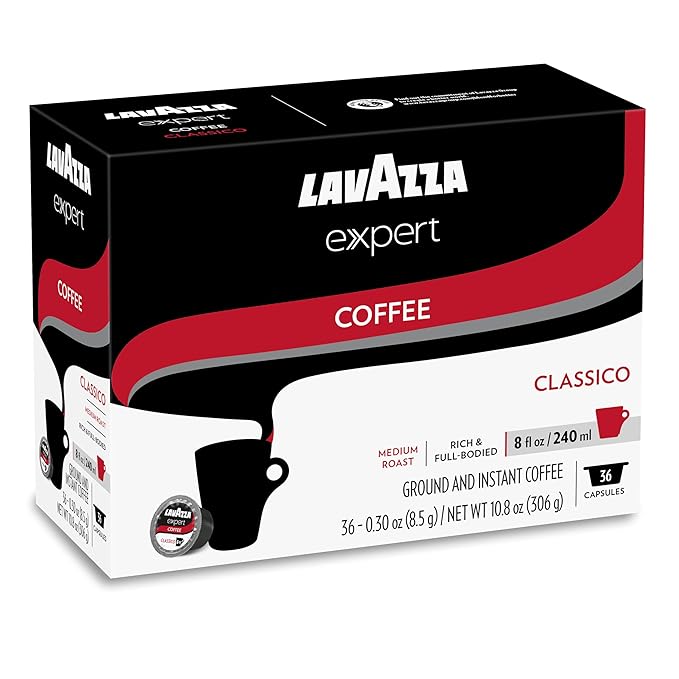 Lavazza Expert Classico Coffee Capsules, Medium Roast, Arabica and Robusta Blend, Compatible with Lavazza Classy Plus Machine (36 Capsules)