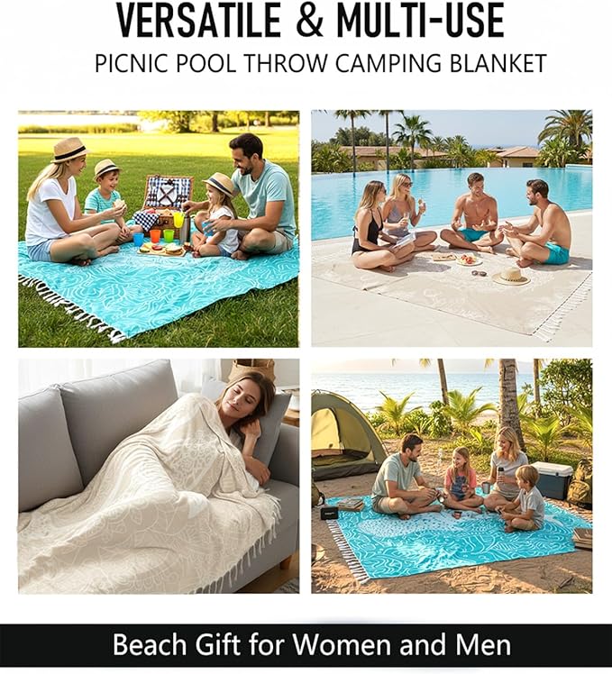 Oversized Turkish Beach Towel Blanket Cotton Giant XL Sandproof Towels Huge Linen XXL Extra Large Big Throw Quilt Blankets for Adults Beige Dolphin