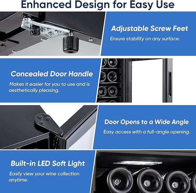 24 Bottle Wine Cooler, Freestanding Compressor Wine Fridge with Lock, Slim & Narrow Wine Refrigerator (16.9” W), 41°F–64°F Digital Temperature Control for Red, White & Champagne – Black