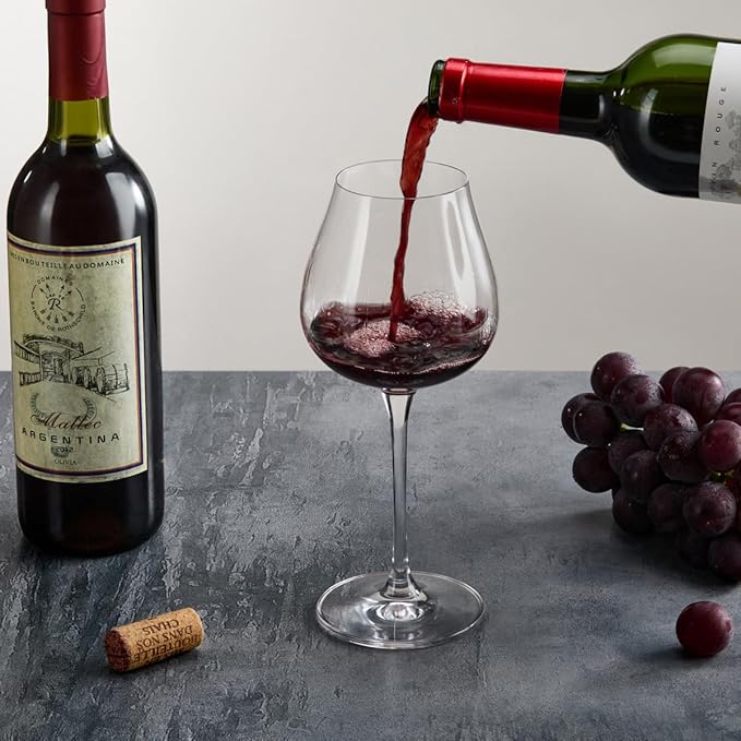 Wine Glasses Set of 2, 17.2 Oz Hand Blown Crystal Clear Glass, Long Stem Red/White Wine Glass with Wine Accessories and Gift Box - for Birthdays, Weddings, Party