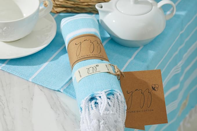 Hand Towels - Set of 2, 18" x 30" inches, Decorative Peshtemal Cotton Hand Towels for Kitchen, Bath, Guest, Face, Hair, Gym, Yoga, Dishcloth, Travel (Turquoise)