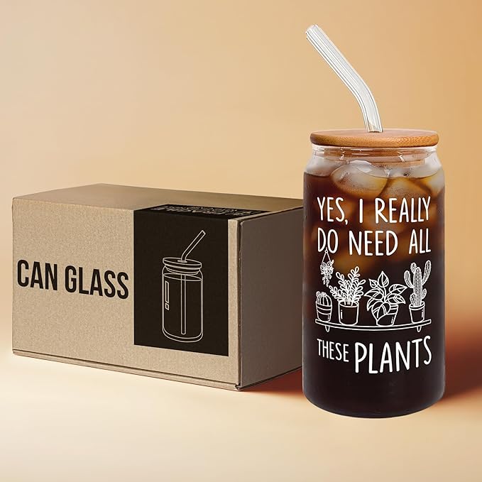 Pawzity Gifts for Plant Lovers - Plant Lover Gifts - Christmas Gift for Plants Lovers - Plants Lover Ideas for Women - Gardening Gift Ideas - 16 Oz Can Glass