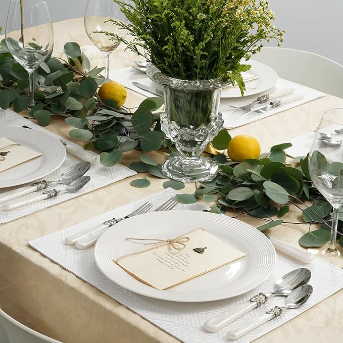 20 Pieces 18/10 Stainless Steel Elegant Silverware Set for 4,Vintage Flatware Set,Dishwasher Safe (20, White)